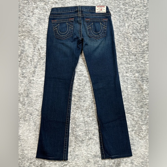 True Religion Johnny Dark Wash Straight Leg Low Rise Size 28 - Picture 1 of 11